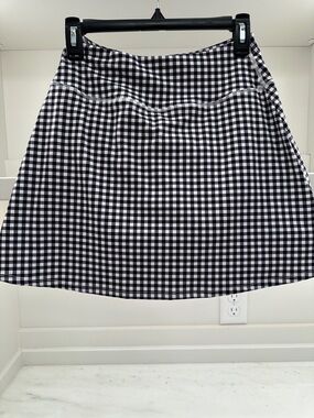 Pink Lily small Black and White Gingham A-Line Skort. Like new